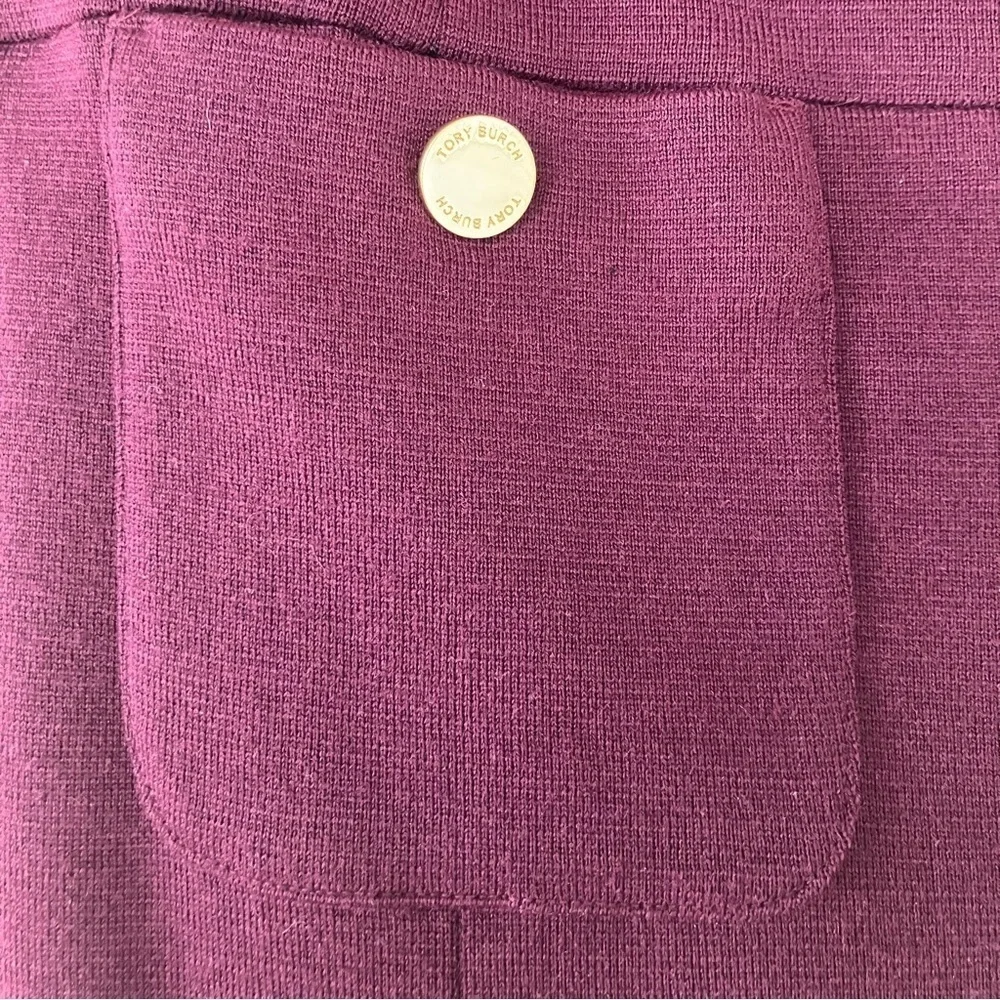 Tory Burch Elegant Purple Wool Blend Pencil Skirt with Pockets Medium